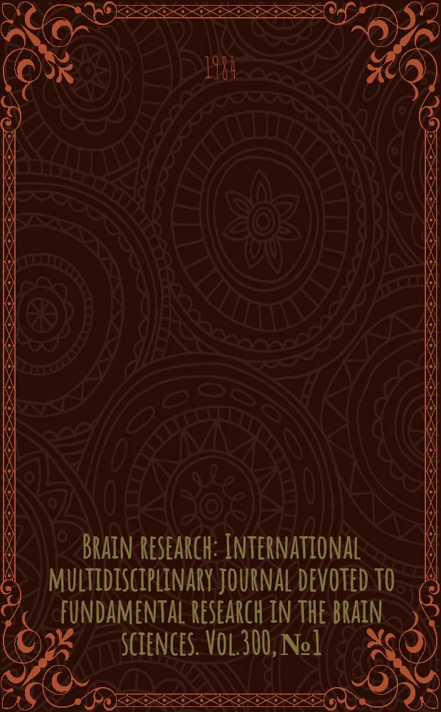 Brain research : International multidisciplinary journal devoted to fundamental research in the brain sciences. Vol.300, №1