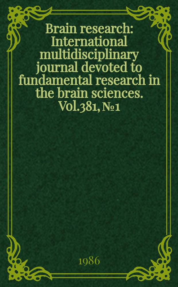 Brain research : International multidisciplinary journal devoted to fundamental research in the brain sciences. Vol.381, №1