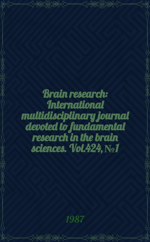 Brain research : International multidisciplinary journal devoted to fundamental research in the brain sciences. Vol.424, №1
