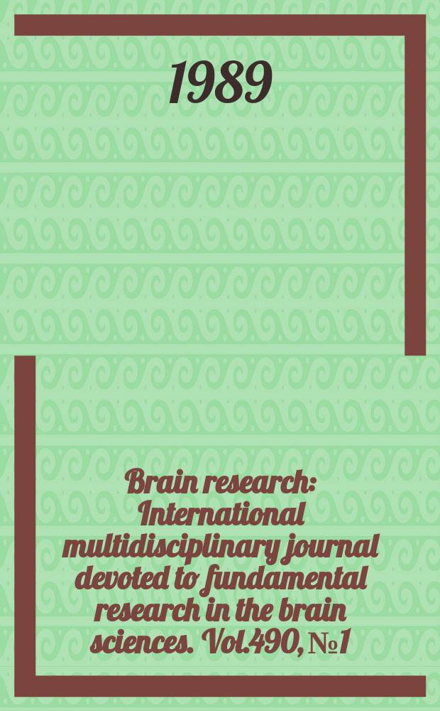Brain research : International multidisciplinary journal devoted to fundamental research in the brain sciences. Vol.490, №1