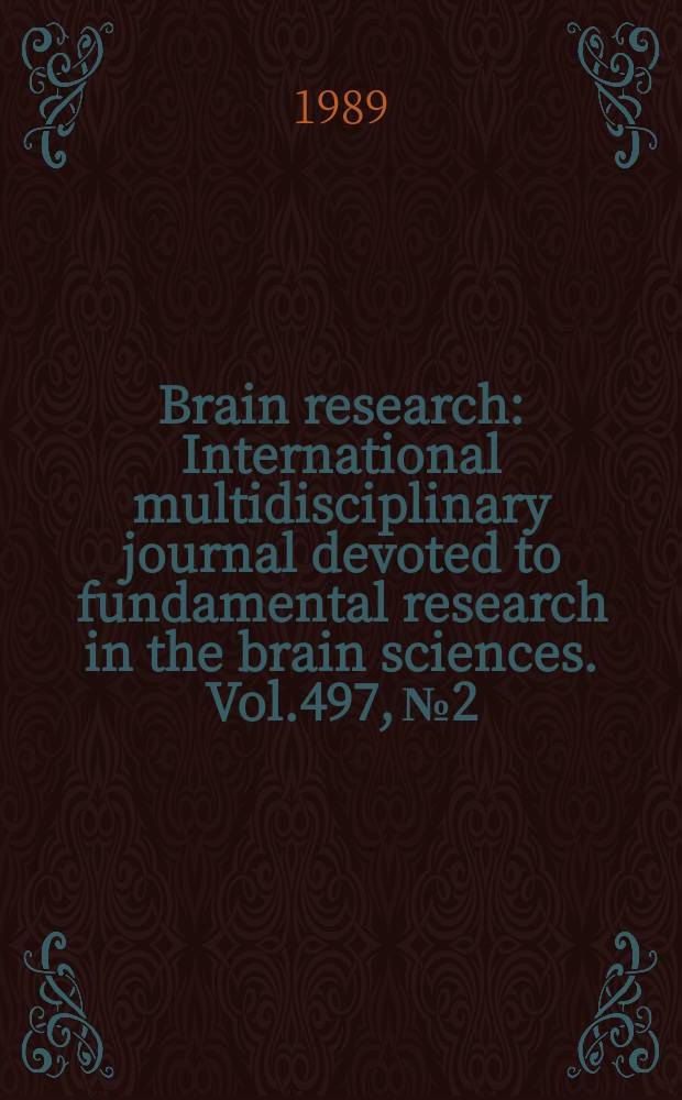 Brain research : International multidisciplinary journal devoted to fundamental research in the brain sciences. Vol.497, №2