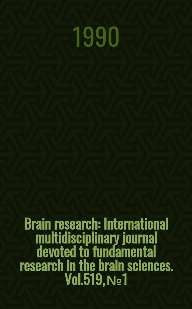Brain research : International multidisciplinary journal devoted to fundamental research in the brain sciences. Vol.519, №1/2