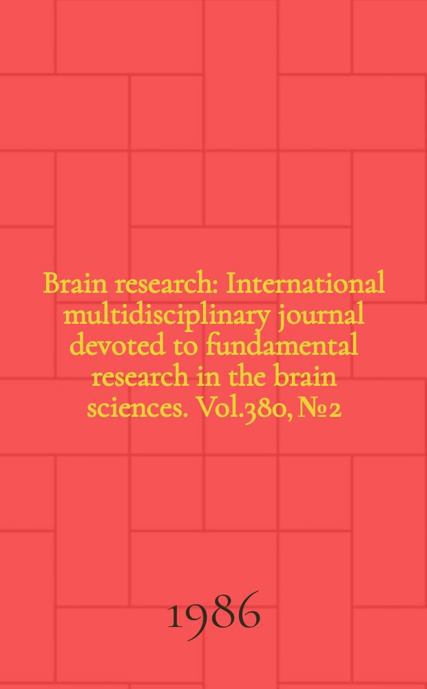 Brain research : International multidisciplinary journal devoted to fundamental research in the brain sciences. Vol.380, №2