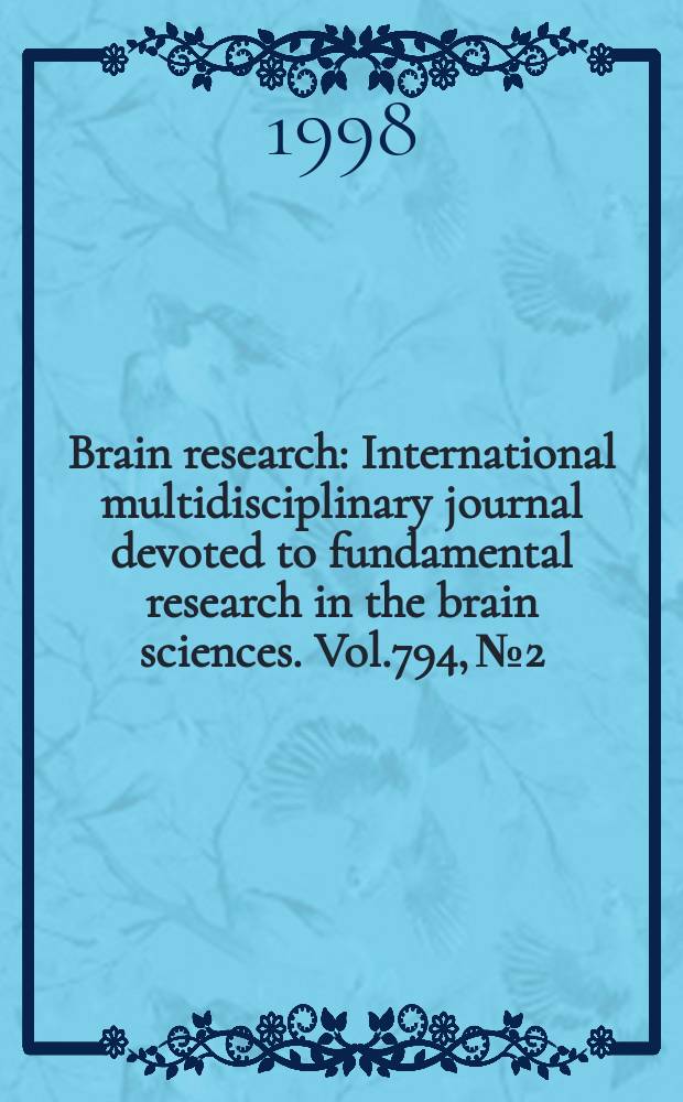 Brain research : International multidisciplinary journal devoted to fundamental research in the brain sciences. Vol.794, №2