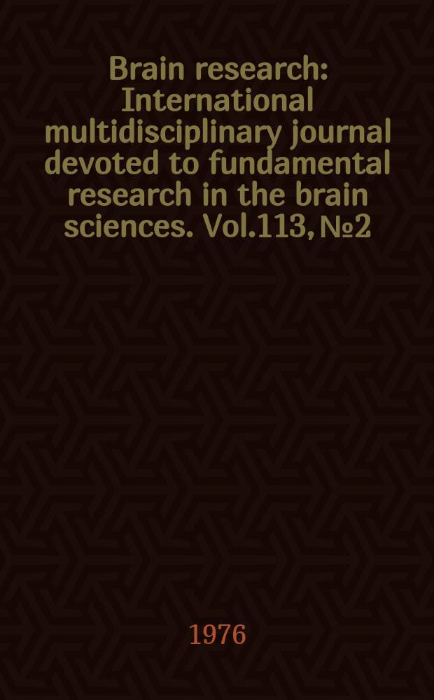 Brain research : International multidisciplinary journal devoted to fundamental research in the brain sciences. Vol.113, №2