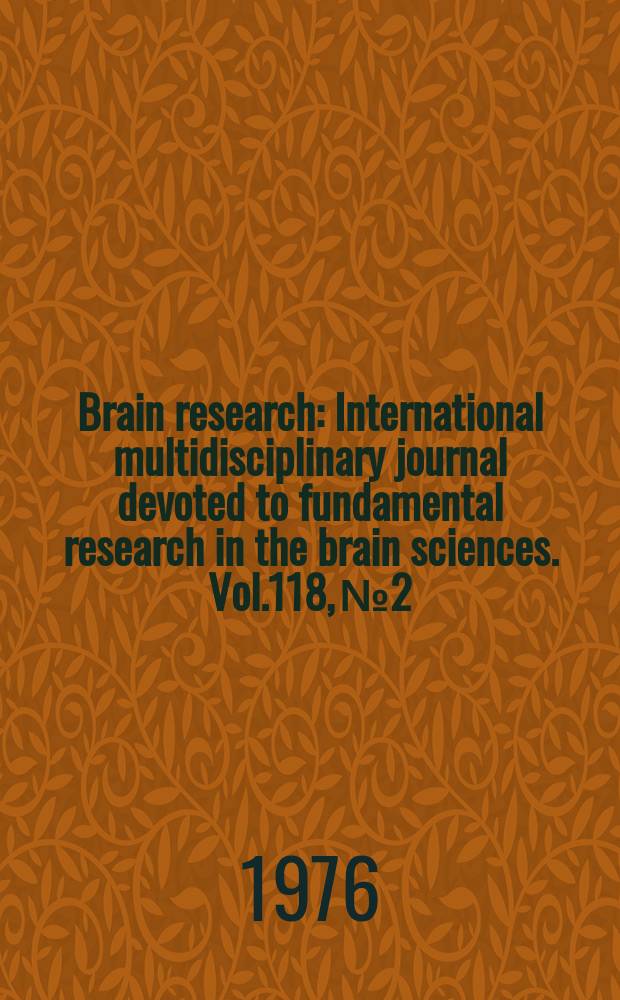 Brain research : International multidisciplinary journal devoted to fundamental research in the brain sciences. Vol.118, №2