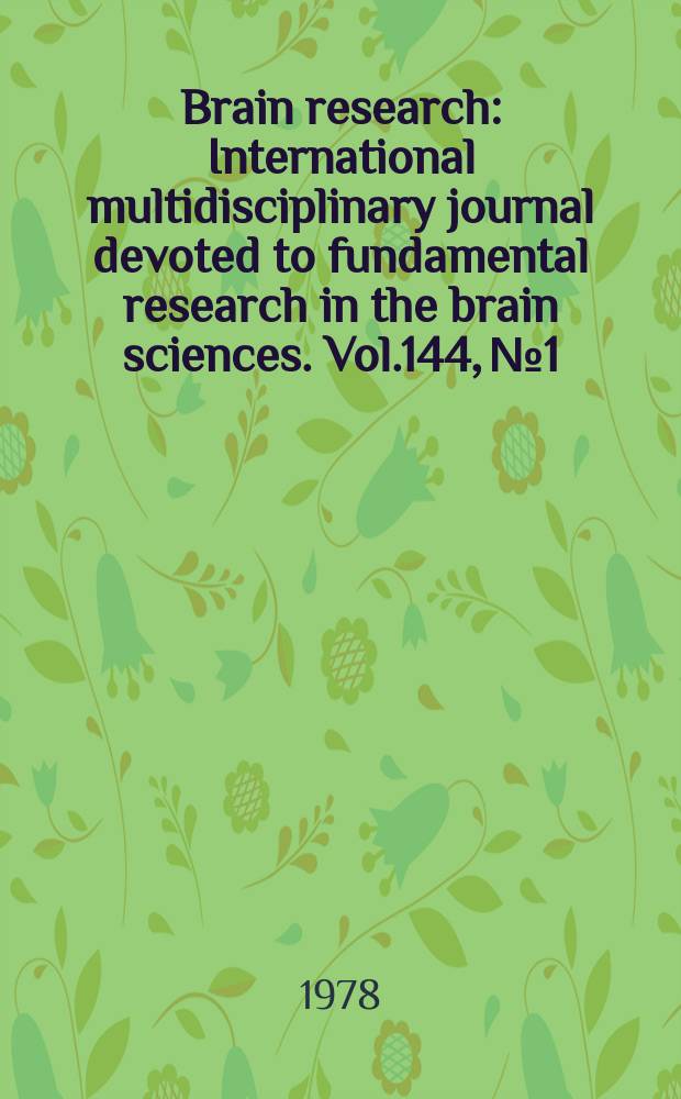 Brain research : International multidisciplinary journal devoted to fundamental research in the brain sciences. Vol.144, №1