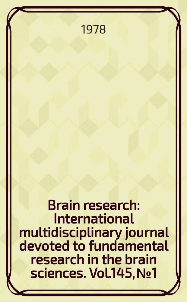 Brain research : International multidisciplinary journal devoted to fundamental research in the brain sciences. Vol.145, №1
