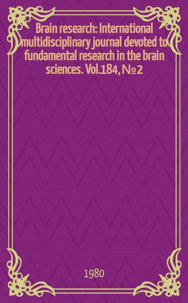 Brain research : International multidisciplinary journal devoted to fundamental research in the brain sciences. Vol.184, №2