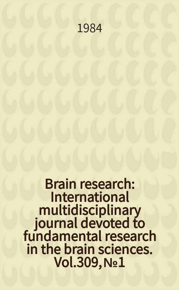 Brain research : International multidisciplinary journal devoted to fundamental research in the brain sciences. Vol.309, №1