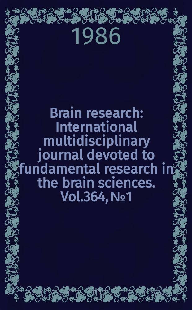 Brain research : International multidisciplinary journal devoted to fundamental research in the brain sciences. Vol.364, №1