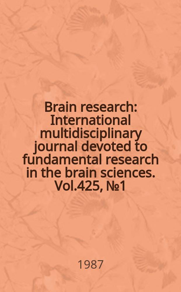 Brain research : International multidisciplinary journal devoted to fundamental research in the brain sciences. Vol.425, №1