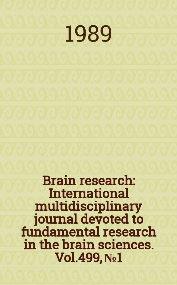 Brain research : International multidisciplinary journal devoted to fundamental research in the brain sciences. Vol.499, №1