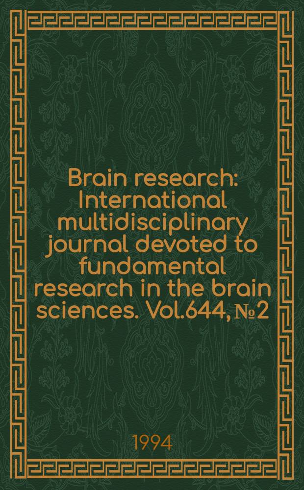 Brain research : International multidisciplinary journal devoted to fundamental research in the brain sciences. Vol.644, №2
