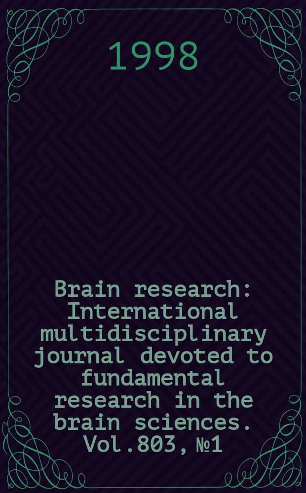 Brain research : International multidisciplinary journal devoted to fundamental research in the brain sciences. Vol.803, №1/2