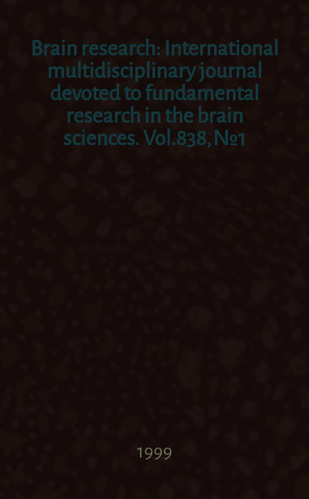 Brain research : International multidisciplinary journal devoted to fundamental research in the brain sciences. Vol.838, №1/2