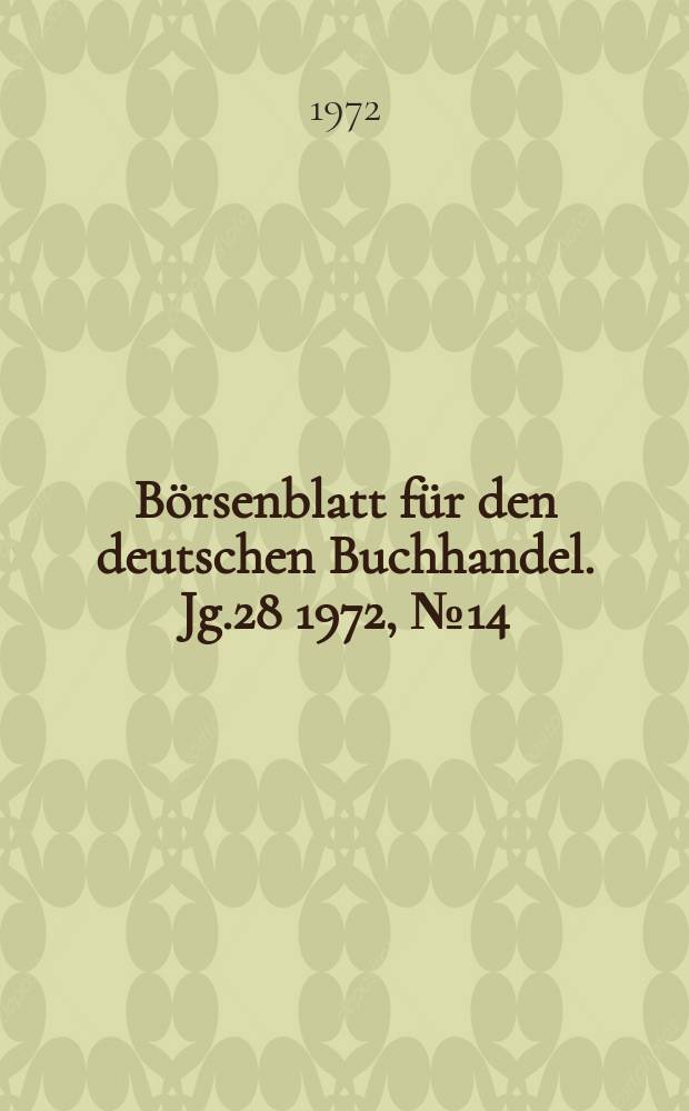Börsenblatt für den deutschen Buchhandel. Jg.28 1972, №14
