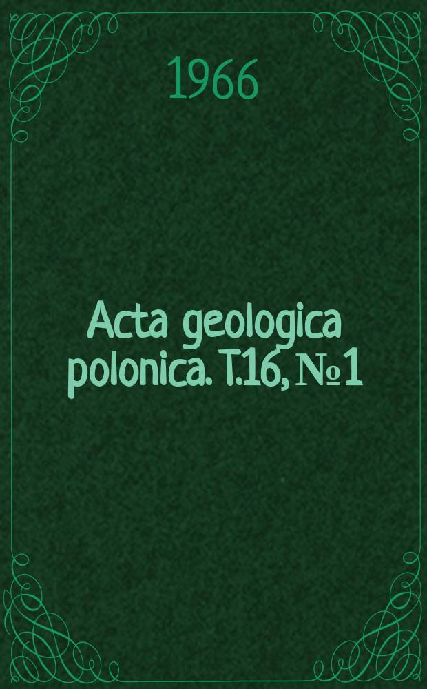 Acta geologica polonica. T.16, №1
