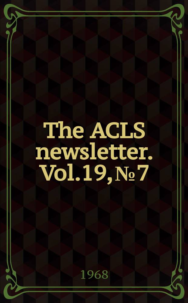 The ACLS newsletter. Vol.19, №7