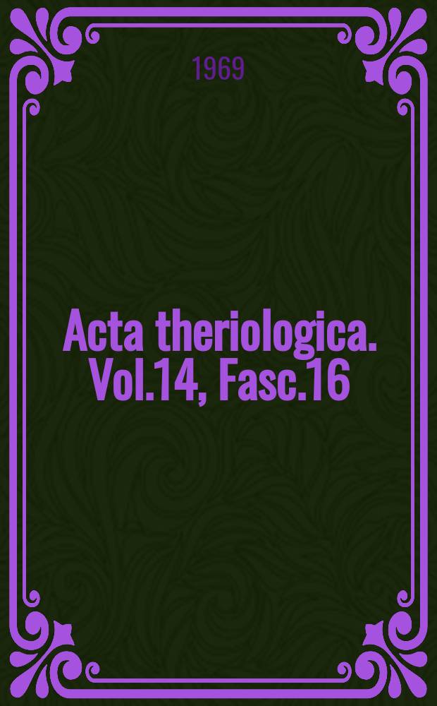 Acta theriologica. Vol.14, Fasc.16