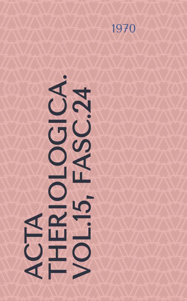 Acta theriologica. Vol.15, Fasc.24/31