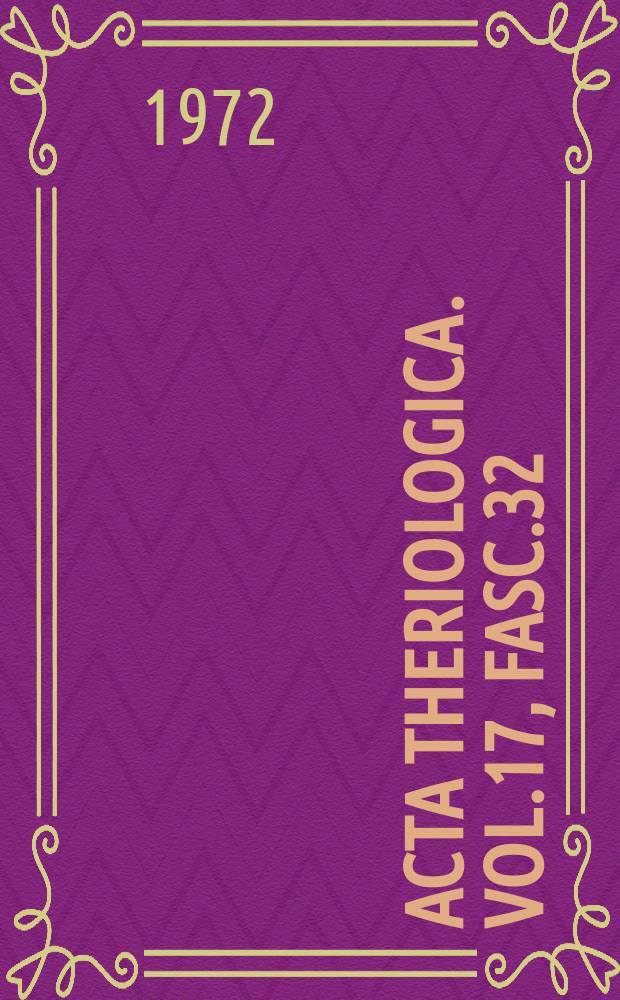 Acta theriologica. Vol.17, Fasc.32/38