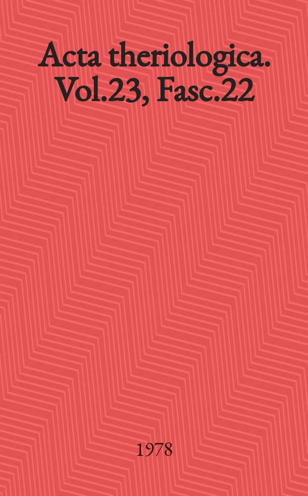 Acta theriologica. Vol.23, Fasc.22