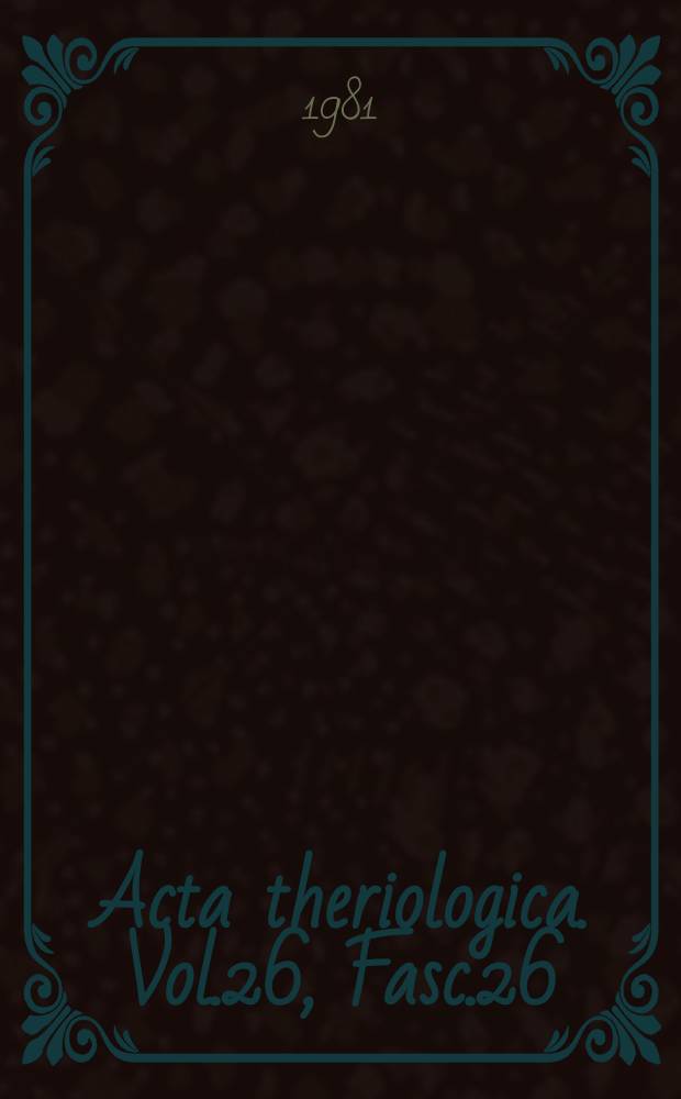 Acta theriologica. Vol.26, Fasc.26