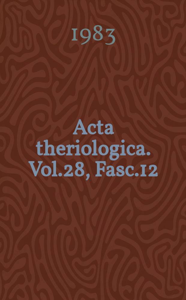 Acta theriologica. Vol.28, Fasc.12