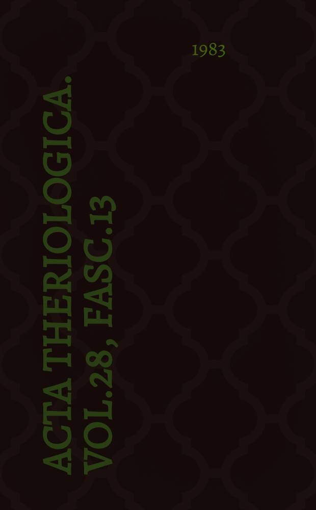 Acta theriologica. Vol.28, Fasc.13