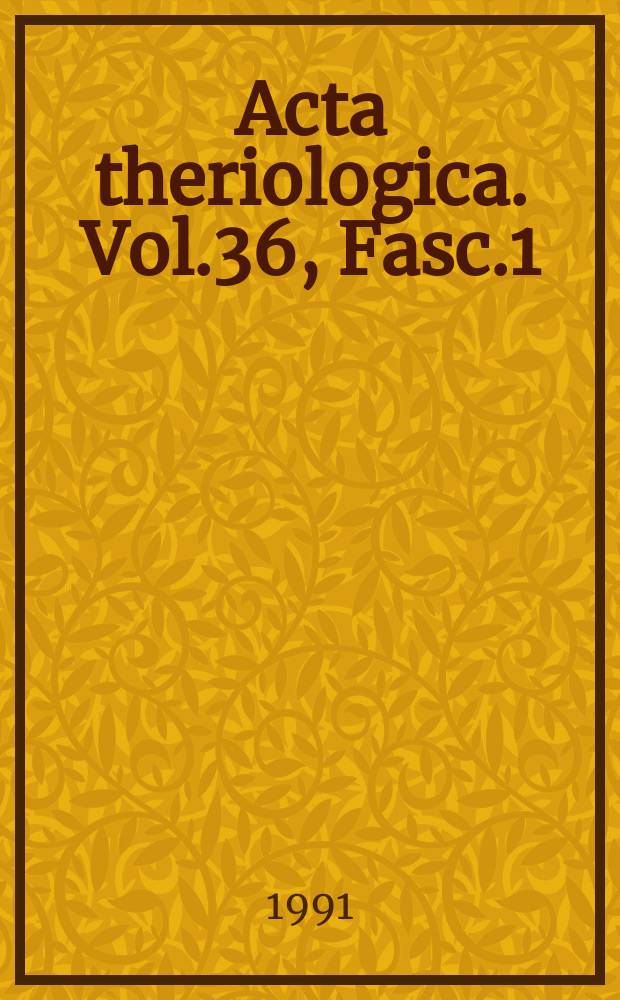 Acta theriologica. Vol.36, Fasc.1/2