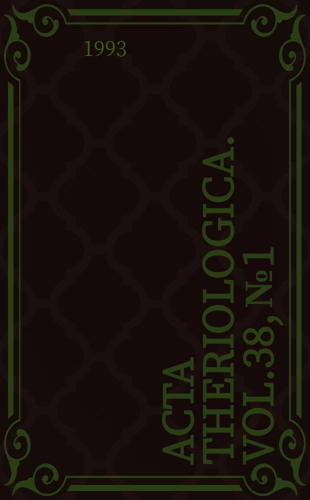 Acta theriologica. Vol.38, №1