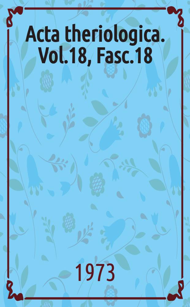 Acta theriologica. Vol.18, Fasc.18