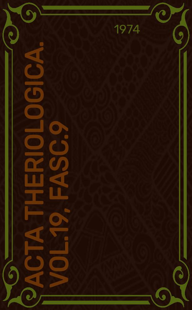 Acta theriologica. Vol.19, Fasc.9