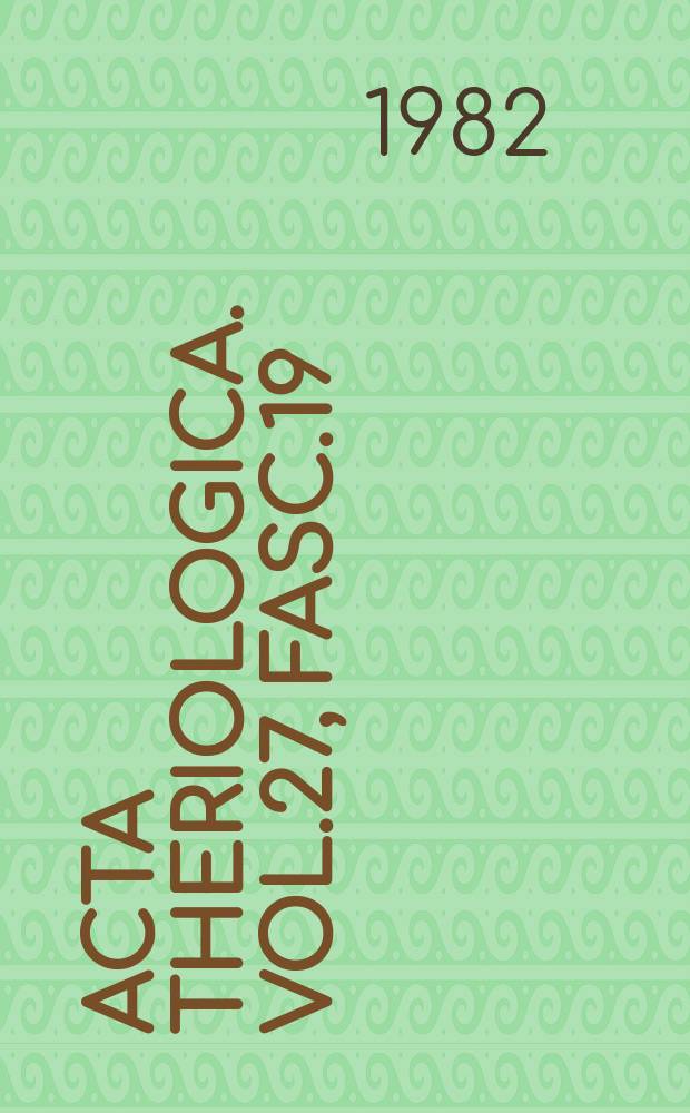 Acta theriologica. Vol.27, Fasc.19