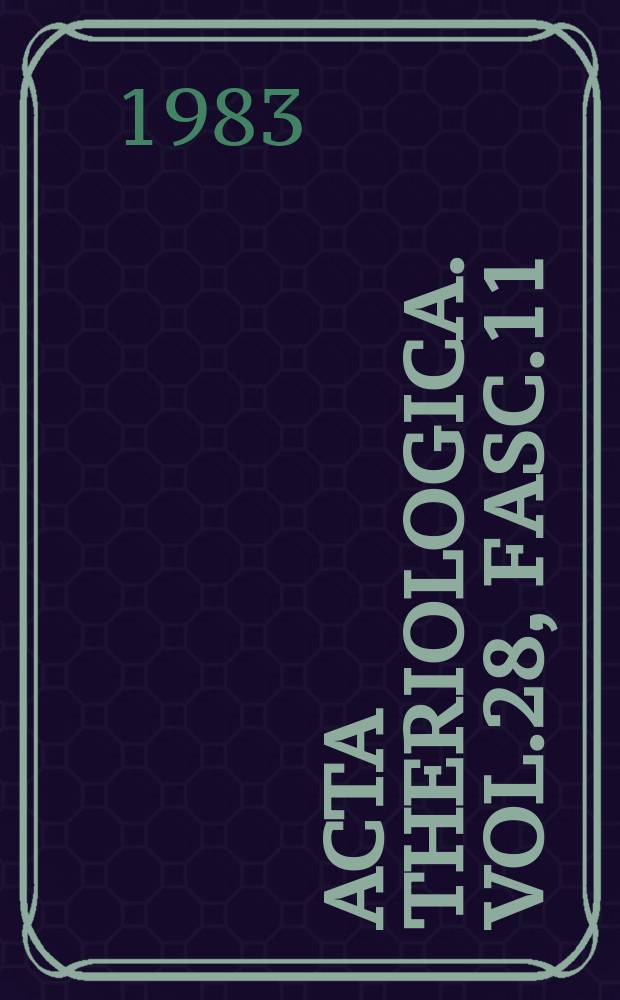 Acta theriologica. Vol.28, Fasc.11