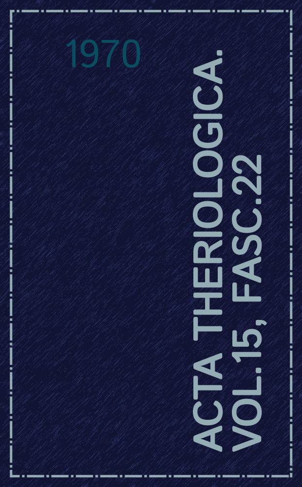 Acta theriologica. Vol.15, Fasc.22