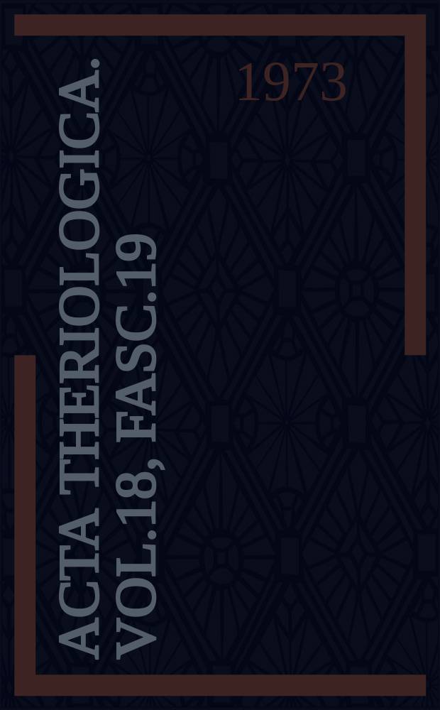 Acta theriologica. Vol.18, Fasc.19/28