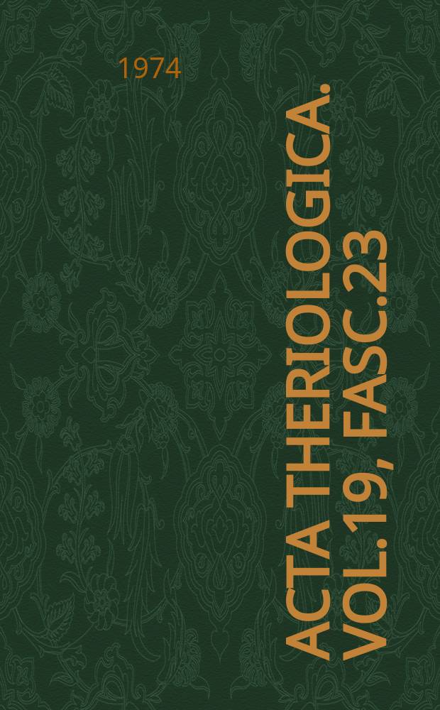 Acta theriologica. Vol.19, Fasc.23