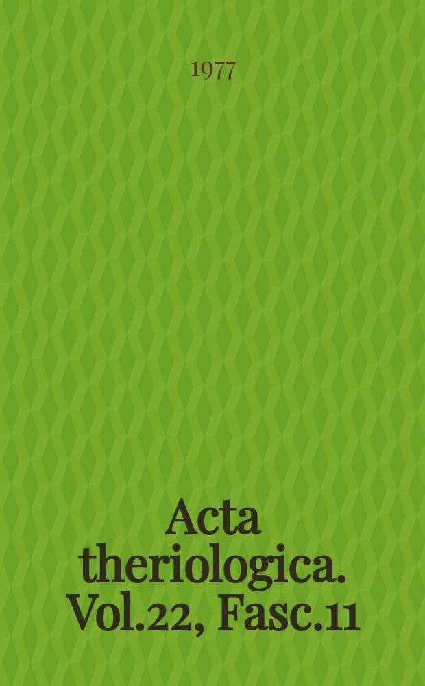 Acta theriologica. Vol.22, Fasc.11
