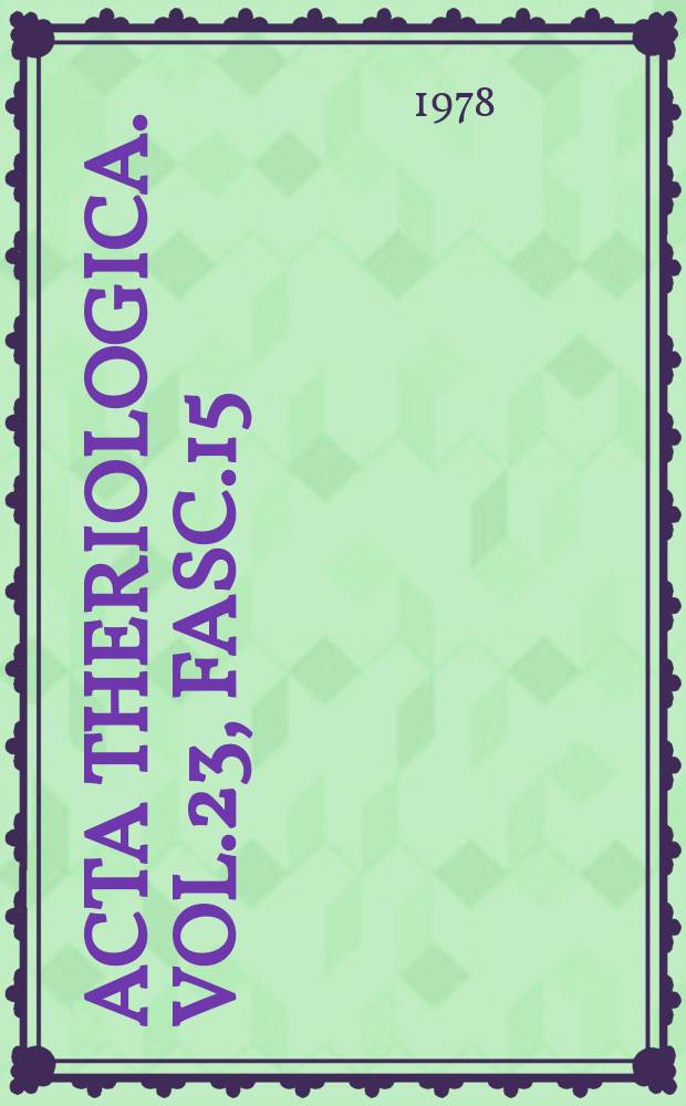 Acta theriologica. Vol.23, Fasc.15