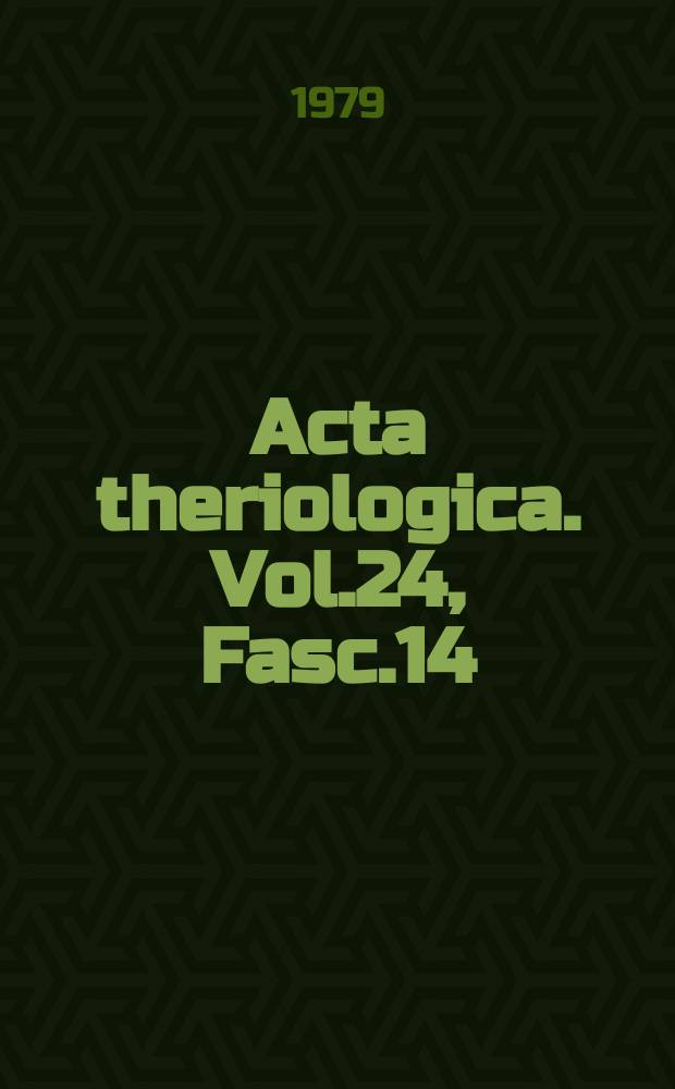 Acta theriologica. Vol.24, Fasc.14