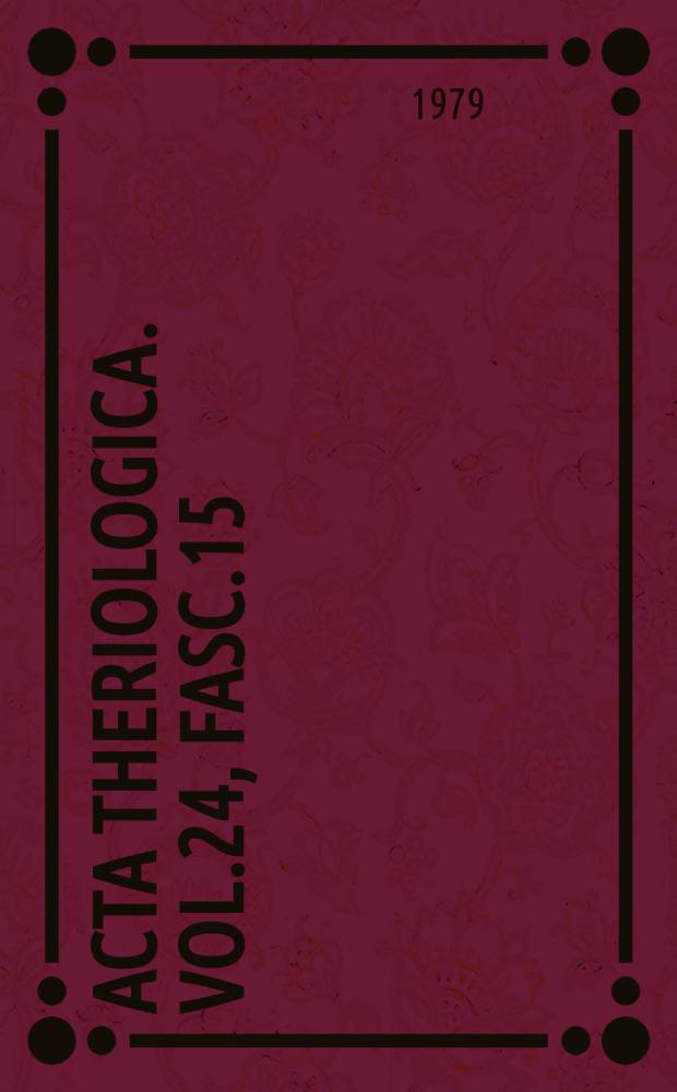 Acta theriologica. Vol.24, Fasc.15