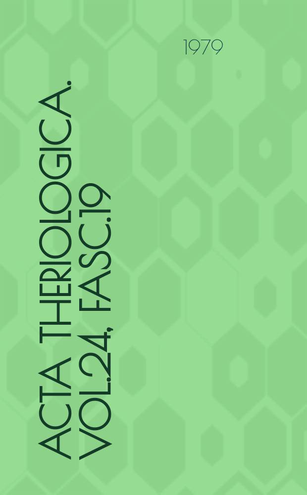 Acta theriologica. Vol.24, Fasc.19