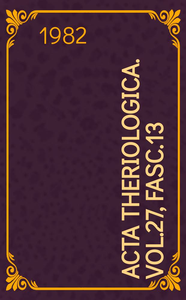Acta theriologica. Vol.27, Fasc.13