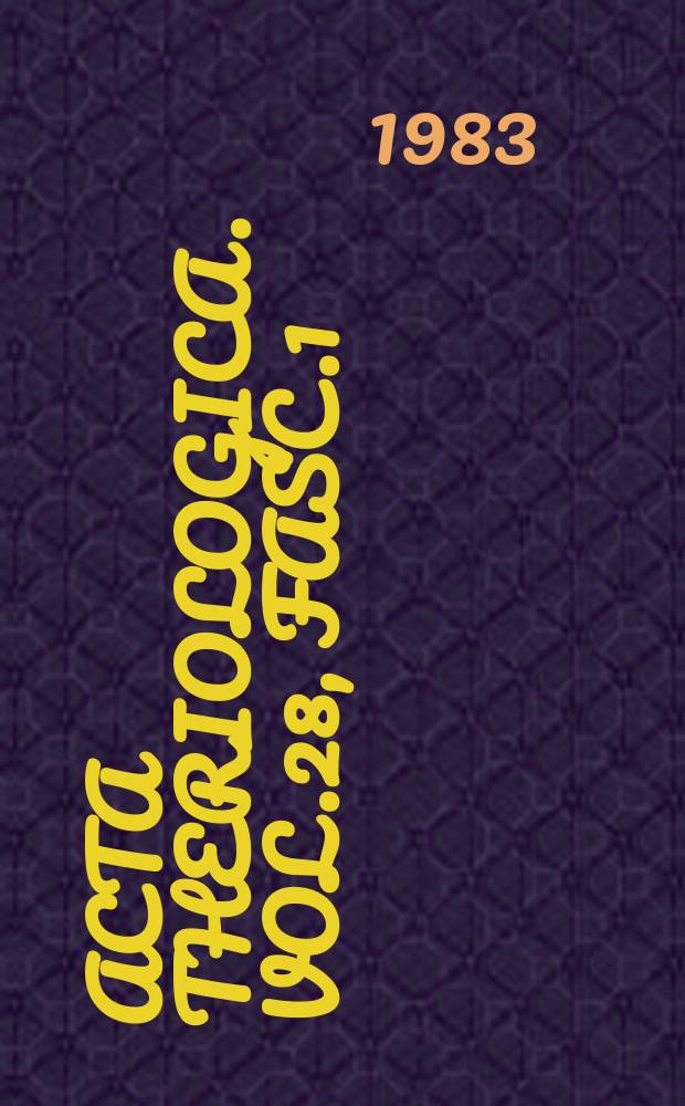 Acta theriologica. Vol.28, Fasc.1/8