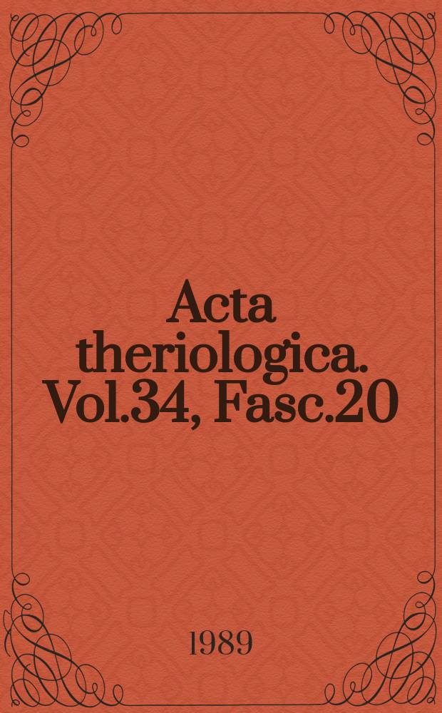 Acta theriologica. Vol.34, Fasc.20