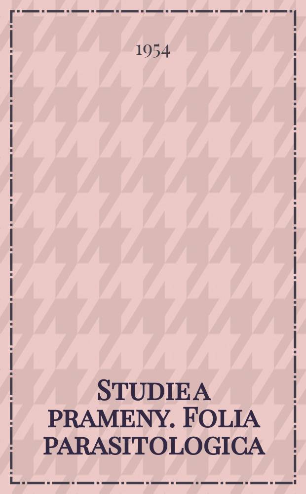 Studie a prameny. Folia parasitologica