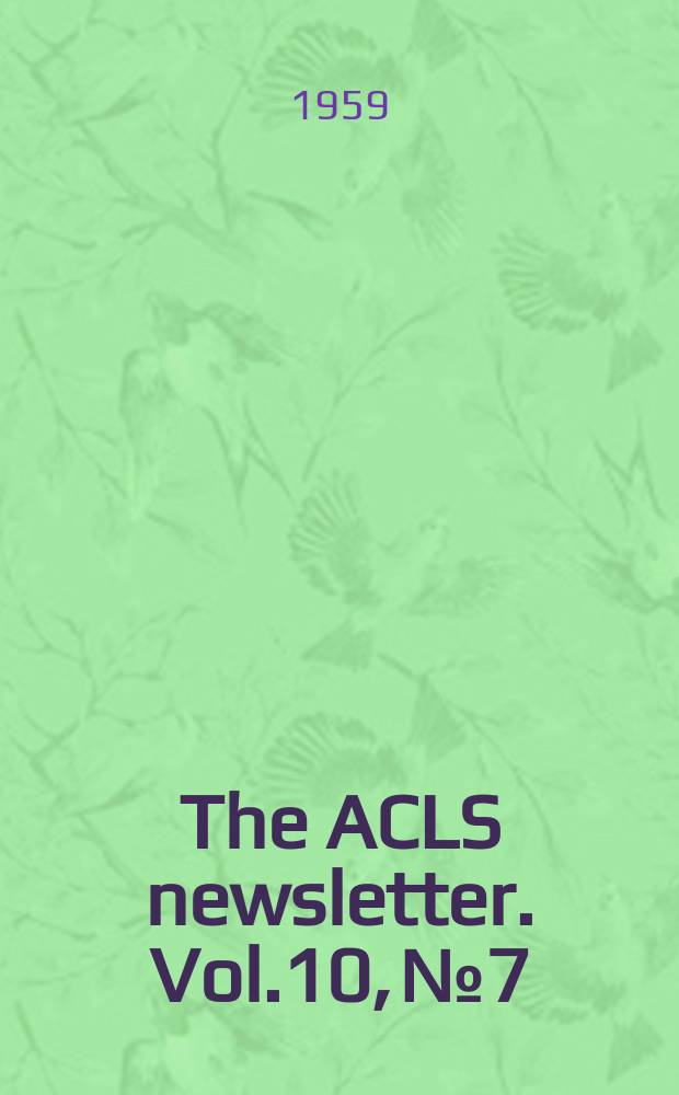 The ACLS newsletter. Vol.10, №7