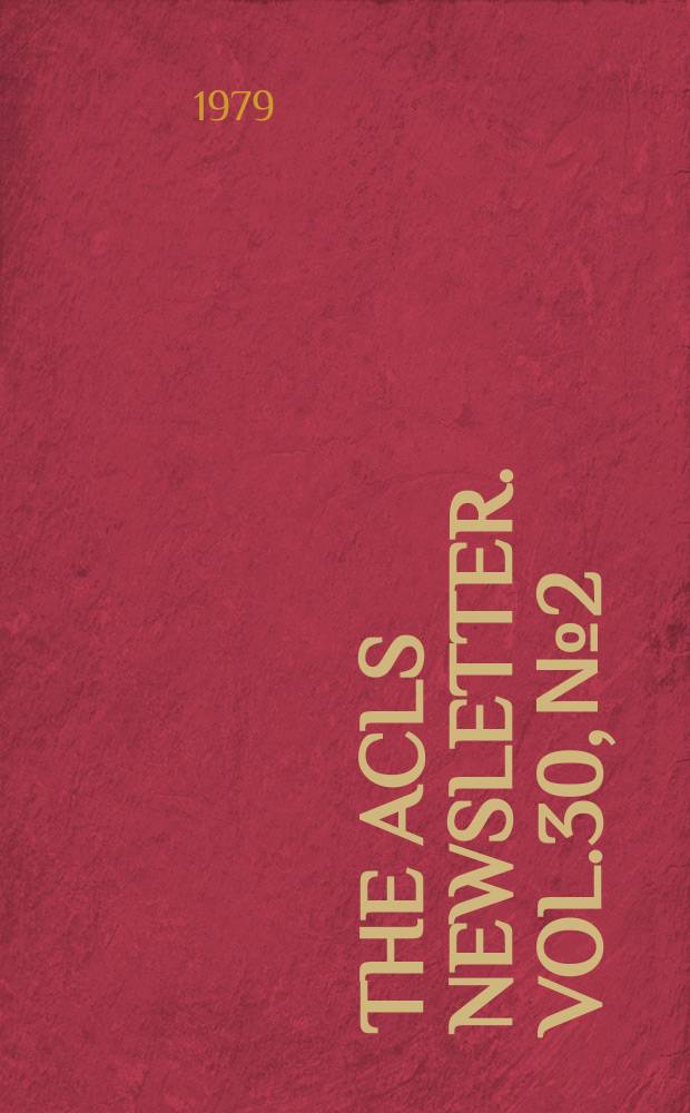 The ACLS newsletter. Vol.30, №2/3